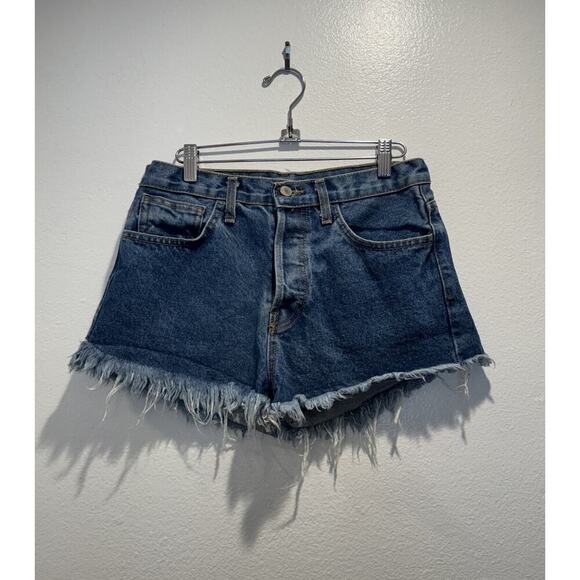 Melville John Galt Shorts High Rise Button Fly Cut Off Denim Distressed Boho - Picture 1 of 6